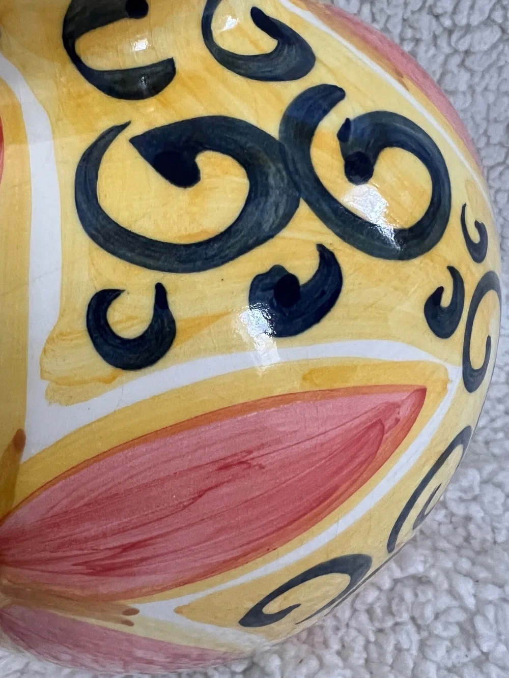 Vintage Favanol Portuguese Art Pottery Vase Signed Portugal, Hand Painted 8”